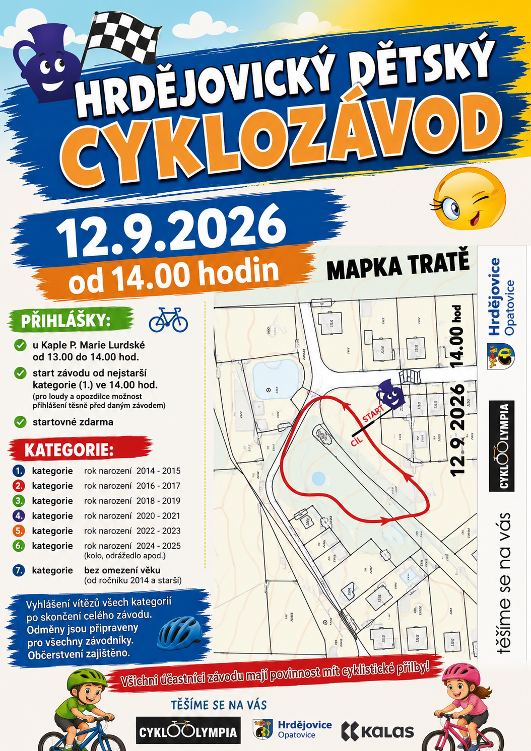 Pozvánka - Hrdějovický dětský cyklozávod 12.9.2026 od 14:00 hodin