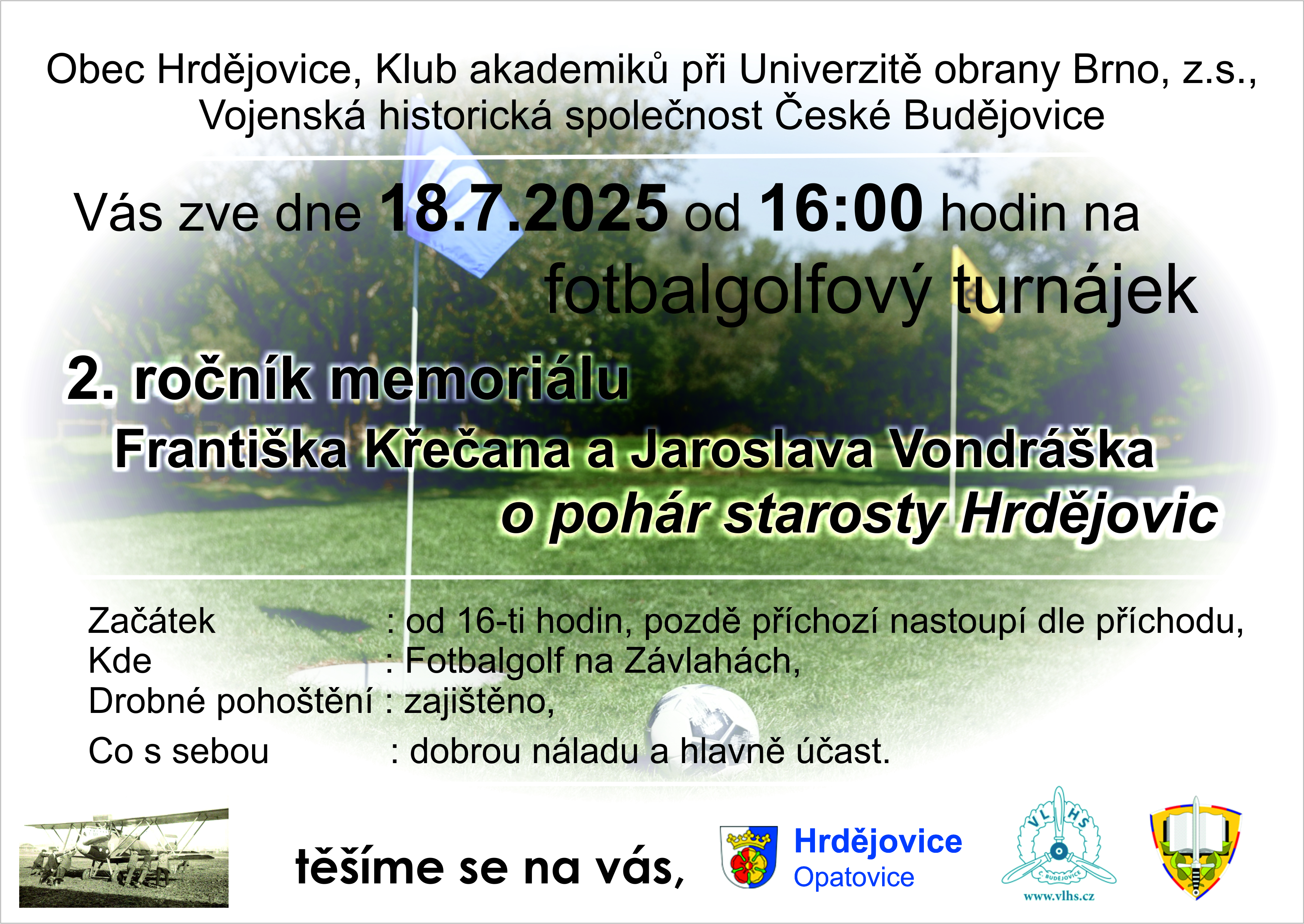 Pozvánka na 2. ročník fotbalgolfového turnaje v Hrdějovicích