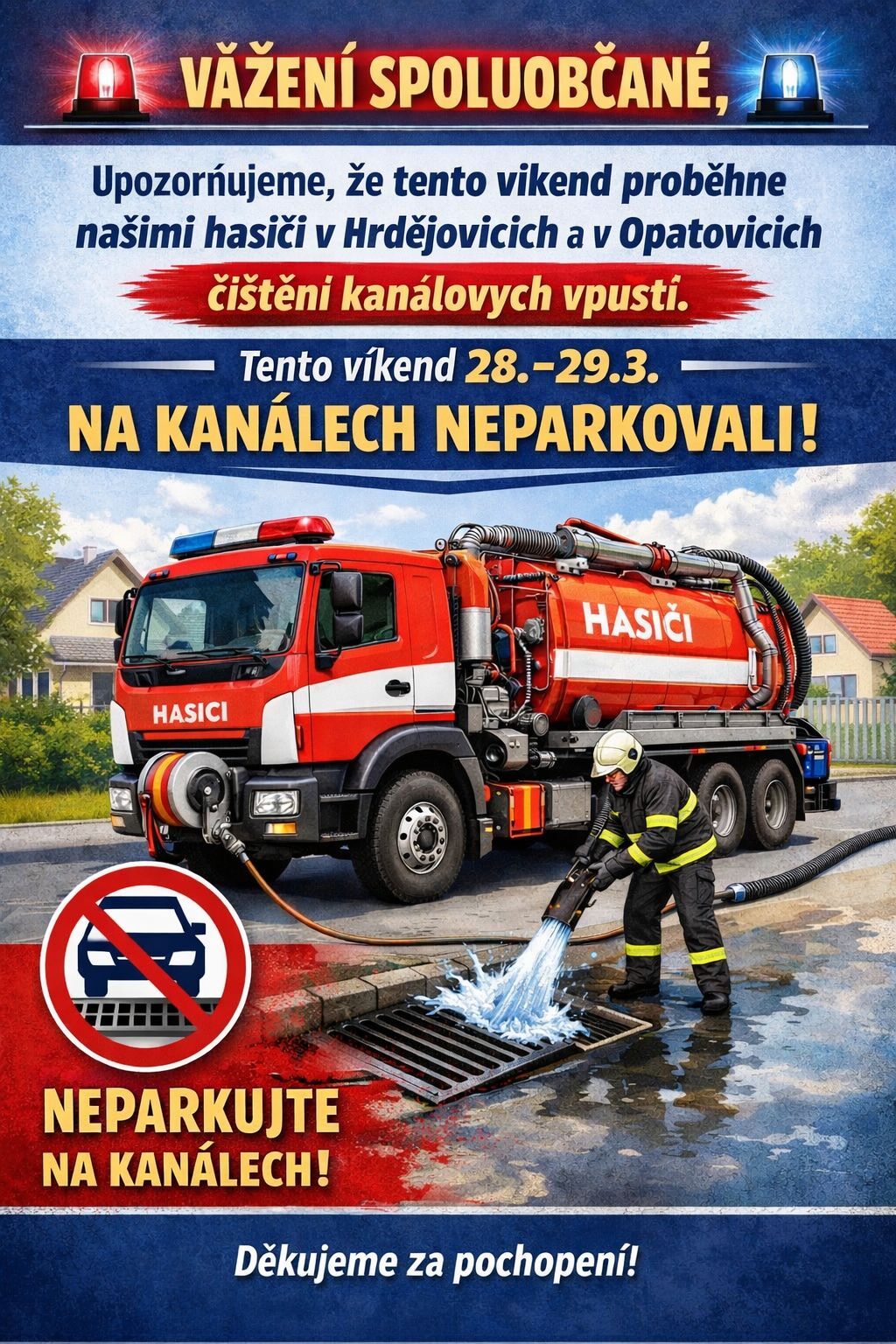 Upozornění pro občany - čištění kanálových vpustí