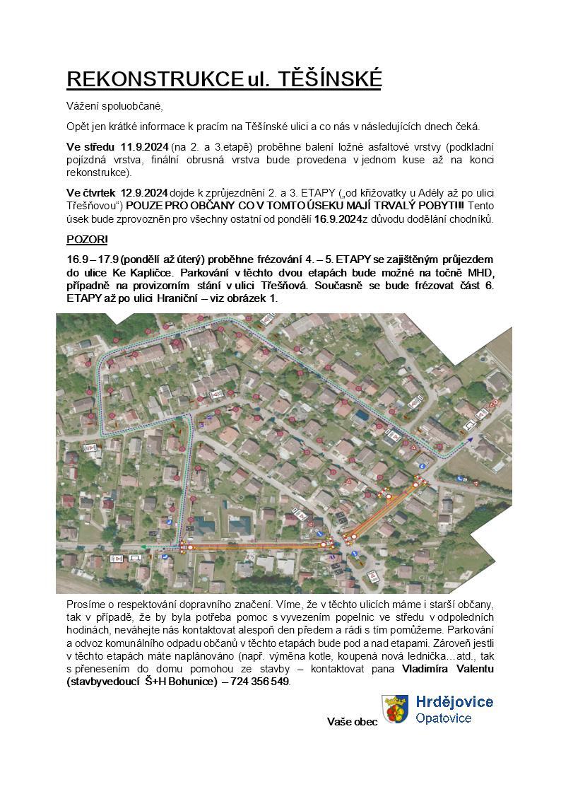 Rekonstrukce ul. Těšínské IV. - VI. etapa
