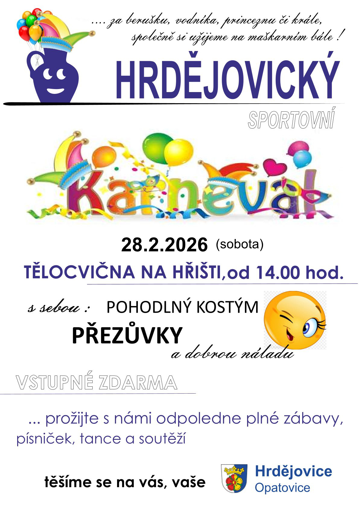 Pozvánka na Hrdějovický sportovní karneval