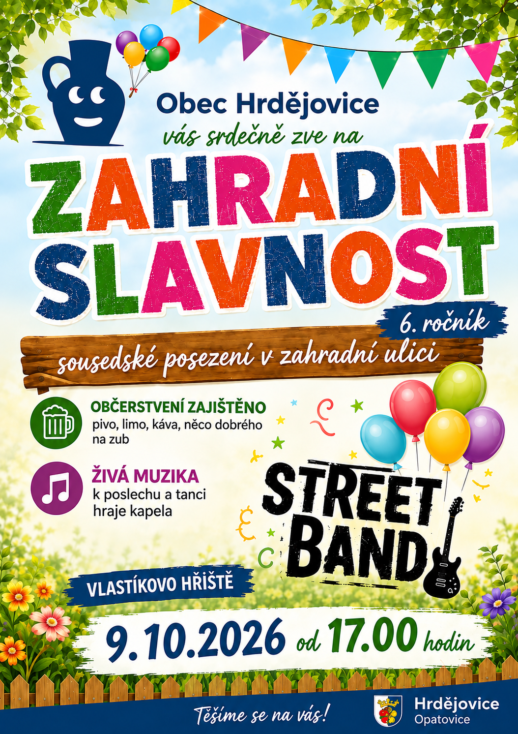 Pozvánka - Zahradní slavnost 6. ročník sousedské posezení v Zahradní ulici